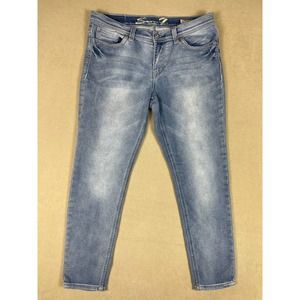 Seven7 Girlfriend Jeans Womens 8 Mid Rise Stretch‎ Blue Denim Regular Fit